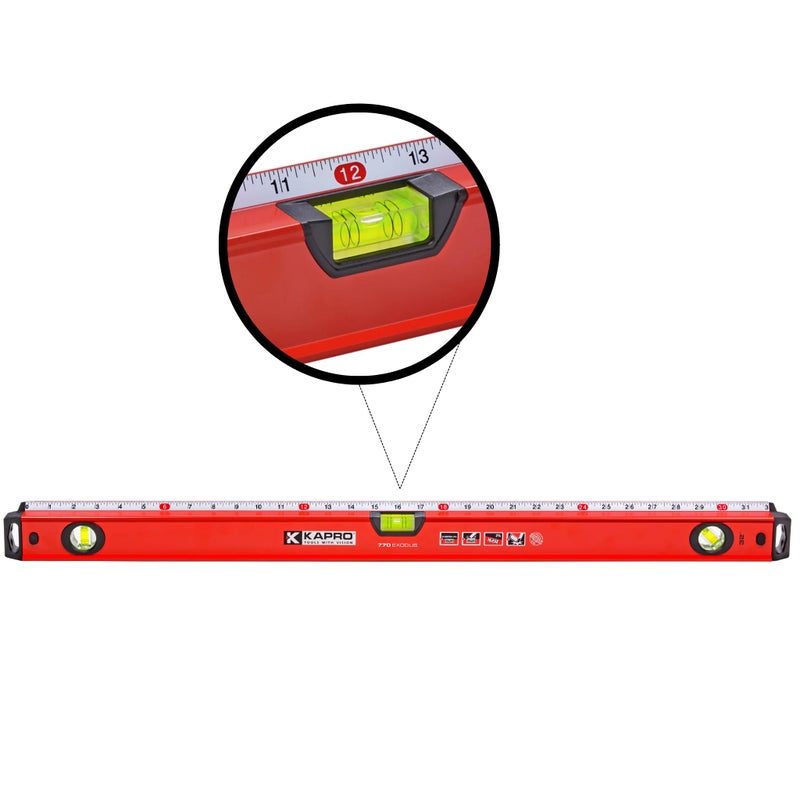 Kapro - 770 Exodus Professional Box Level - 32" - With 45Â° Vial & Ruler - For Leveling, Measuring, Marking, and Cutting - Features 3 Vials, Precise Straightedge, and Wall-Grip - Image 1